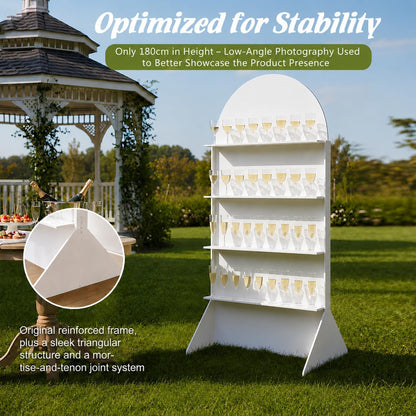 Sicrifety 5.9 ft 4-Tier Champagne Wall Holder, Wedding Arch Backdrop Stand with Shelves,Party Display Arch for Ceremony Baby Shower Birthday Bridal Party Event Decoration