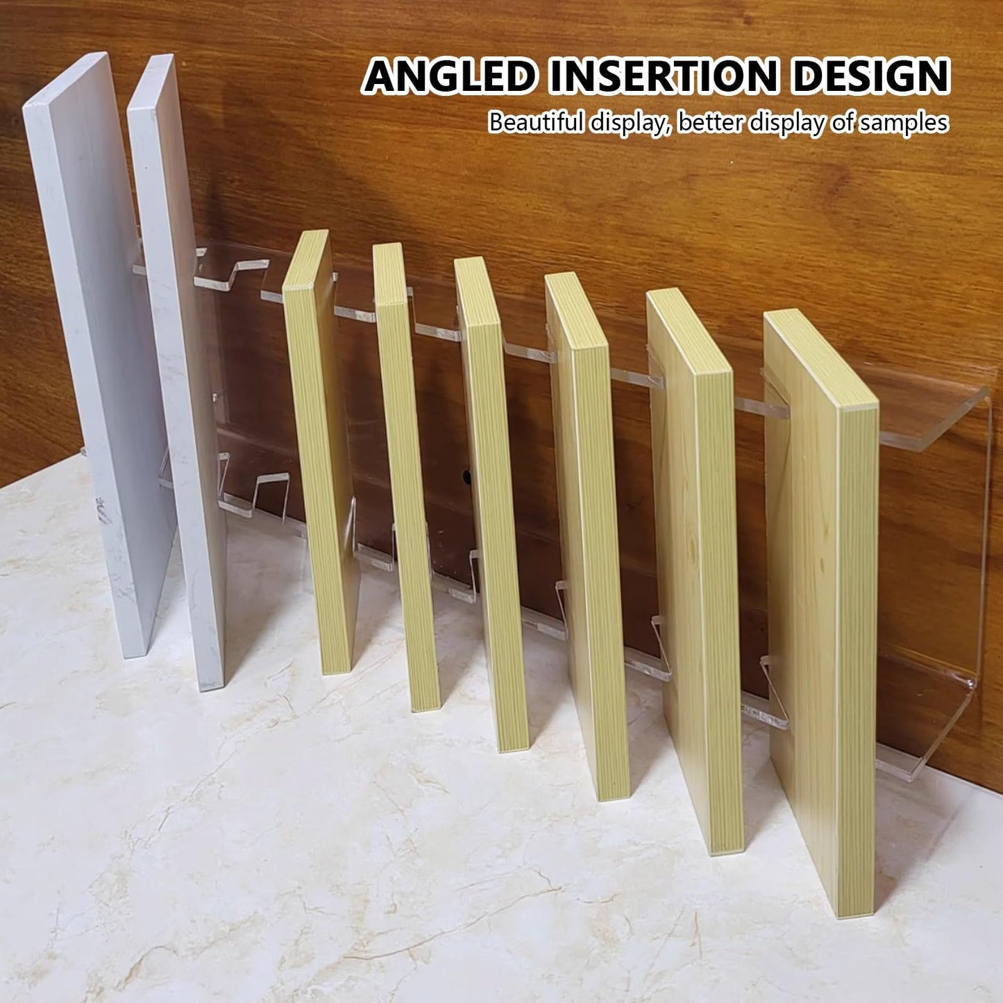 Floor tile sample rack,Acrylic Sample Display Shelf - 110cm Wooden Slab & Marble Tile Storage Rack for Trade Shows & Retail Stores - Stylish Organization Solution for Samples and Merchandise