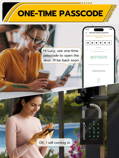 Pothunder Heavy Duty Smart Padlock, Outdoor Padlock with Key Code and RFID, Weatherproof Biometric Digital Lock for Gate, Sheds, Fence, Garage, Locker, Storage Unit