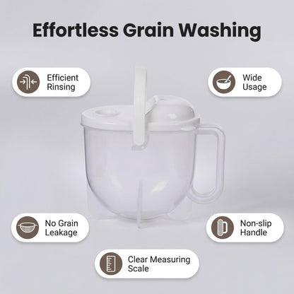 Lupnkl Food Strainers Rice Washing Bowl with Top Drainer Microporous Small Colander, ideal rice washer strainer, rinser, drainer, perfect for washing rice, multigrain, beans & small grain food.