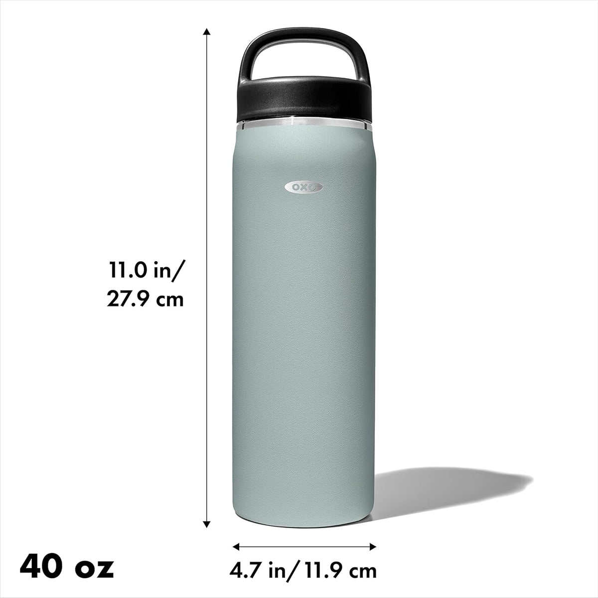 OXO 40 oz Insulated Water Bottle with Handled Lid, Slate