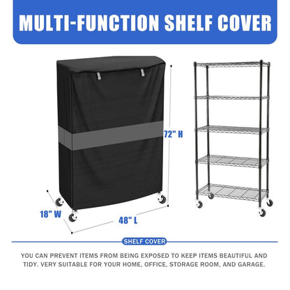 MOLLYAIR Wire Shelf Cover,600D Heavy Duty Waterproof Dustproof Standing Shelf Units Cover, Storage Rack Cover with Zipper for Metal Shelving (48" W x 18" D x 72" H)