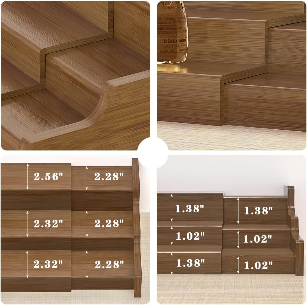 Bamboo Spice Rack Cabinet Organizer, 3 Tier Wooden Expandable Walnut Display Shelf