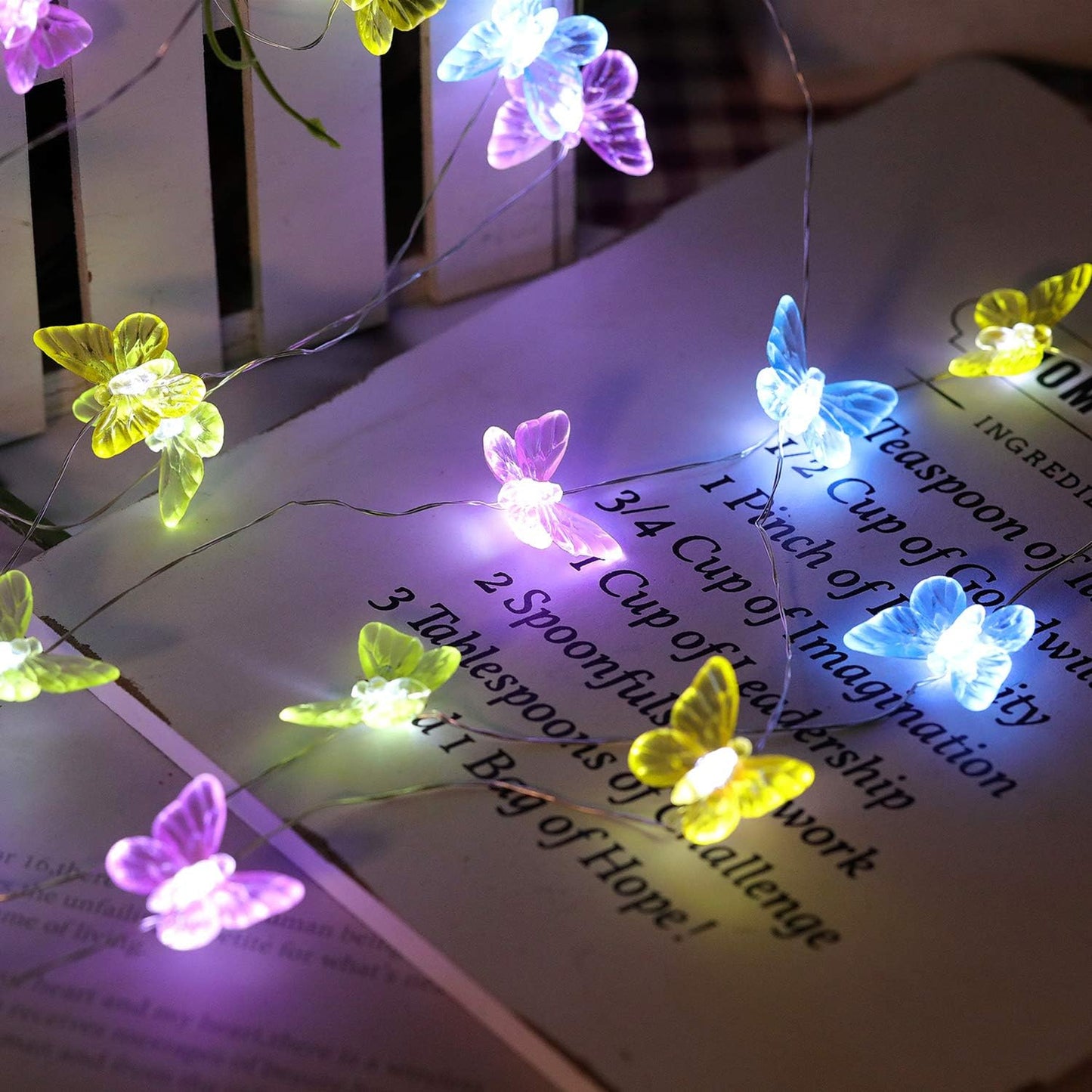 8 21.1ft 40 Butterfly String Lights,Twinkle Lights Lighting Mode Waterproof LED USB Plug in with Remote Control