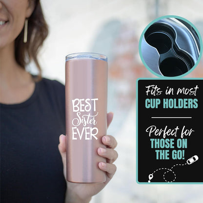 Coffee Sister Cup Tumbler - Cafe Travel Cup Gifts for Sisters & Brothers, Christmas, Birthday Present