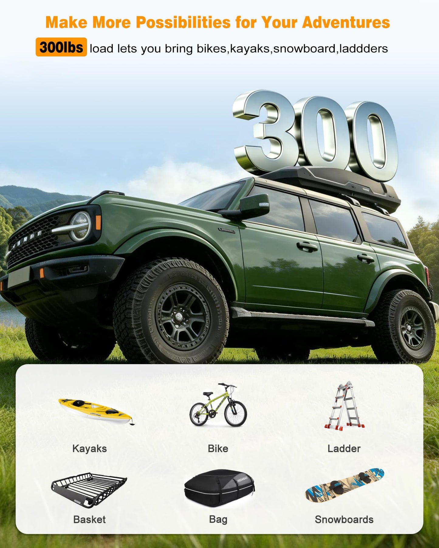 Snailfly Roof Rack Cross Bars 4PCS for Ford Bronco 2021-2026 Hard Top Only 2-Door & 4-Door - Aluminum Rooftop Cargo Luggage Carrier, Low Profile, (Not for Bronco Sport,Raptor, 4Door Badlands 2.7L)