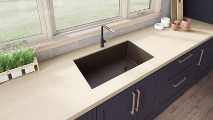 Ruvati 32 x 19 inch epiGranite Undermount Granite Composite Quartz Single Bowl Kitchen Sink - Espresso Brown - RVG2033ES
