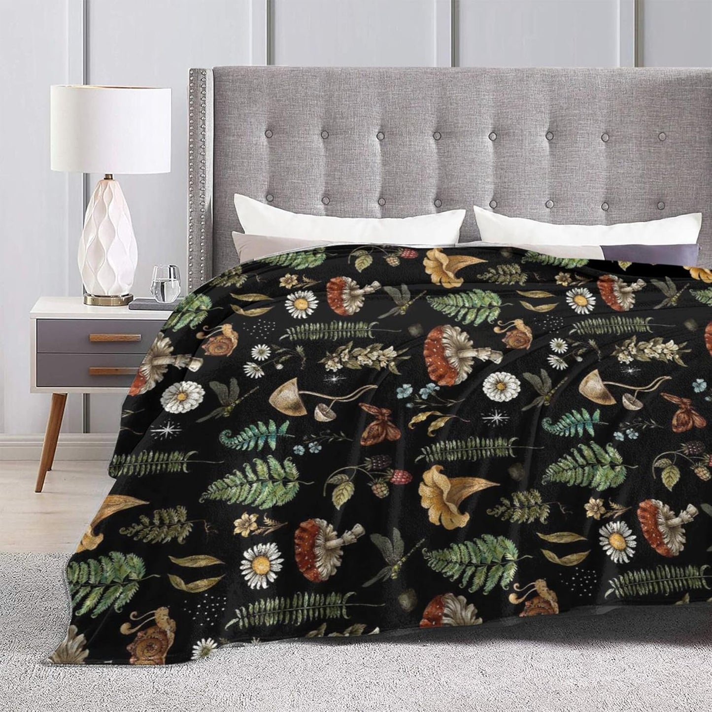 320gsm Cozy (80"x60") Mushrooms Throw Blanket, Fluffy Soft Warm Plush Lightweight Decorative Blanket Gifts for Women