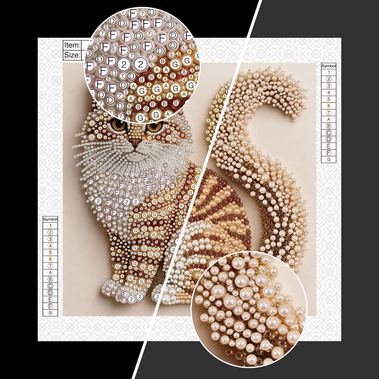 Cat Pearl Diamond Art Kits for Adults, DIY Special Shaped Diamond Painting Kit for Beginners, 5D Diamond Painting Pearl Gem Art for Home Wall Decor 13.8 X 13.8 Inch