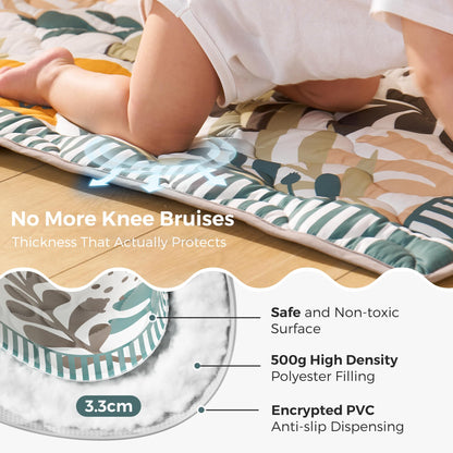 Momcozy Baby Play Mat for Floor, 50x50 Thickened Playpen Mat, Playmate for Baby Tummy Time, Waterproof & Non-Slip, Foldable Outdoor Mat with Carrying Handle, Forest World