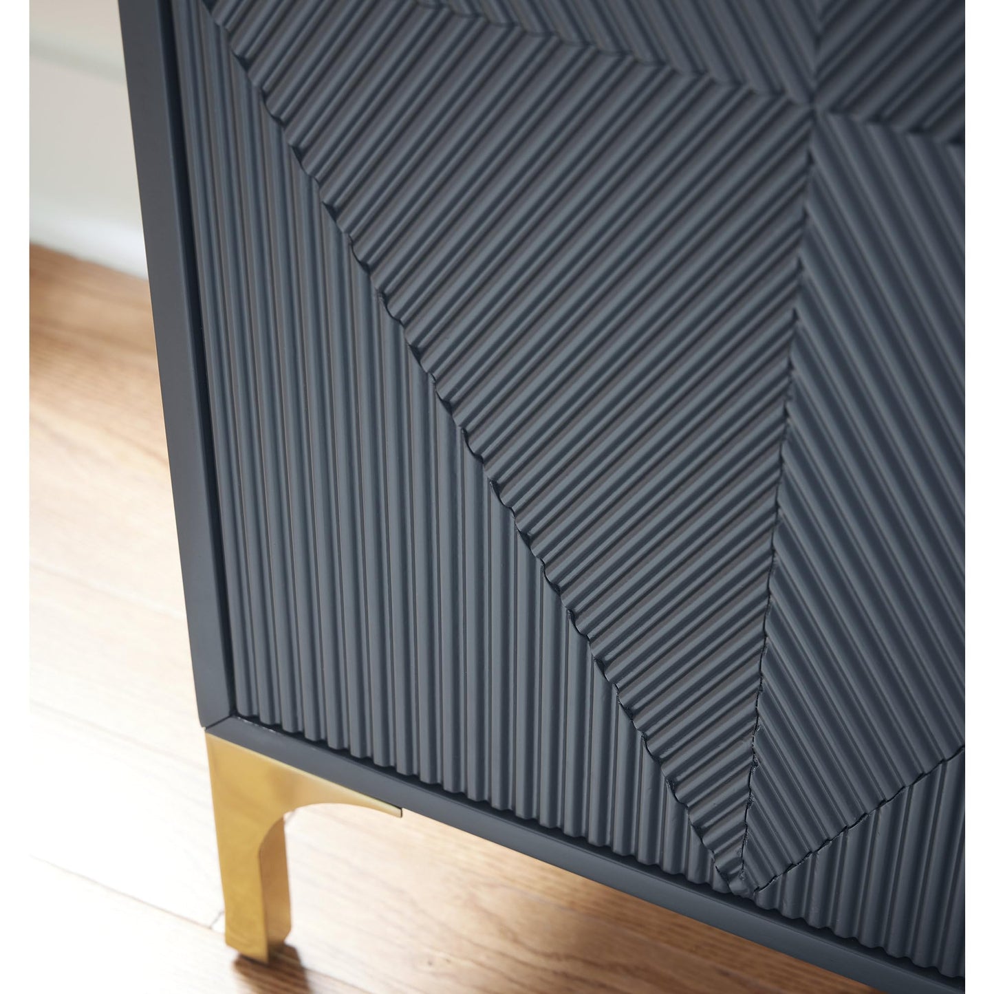 Signature Design by Ashley Loirwick Contemporary Accent Cabinet with Shelf and Geometric Pattern, Blue