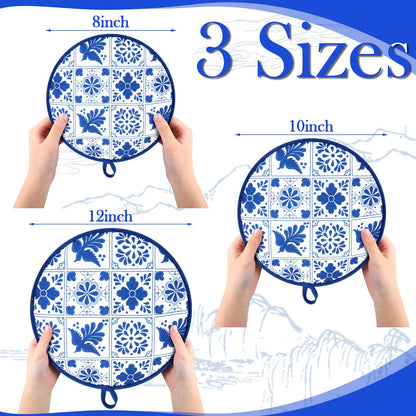 Honeydak 2 Pcs Tortilla Warmer Pouch, Mexican De Barro Talavera Pattern Microwavable Insulated Cloth Pouch for Tortillas, Tacos, Naan, and Pizza Rolls(Blue Talavera,8 Inch)