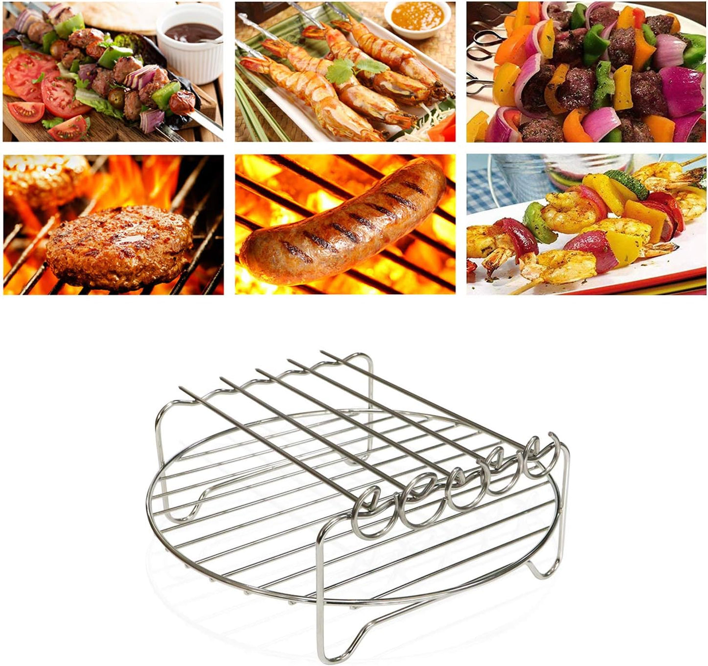 Air Fryer Double Layer Rack - Multi-purpose Accessories Fits Most 4.2QT or Above (8in, 5pins)
