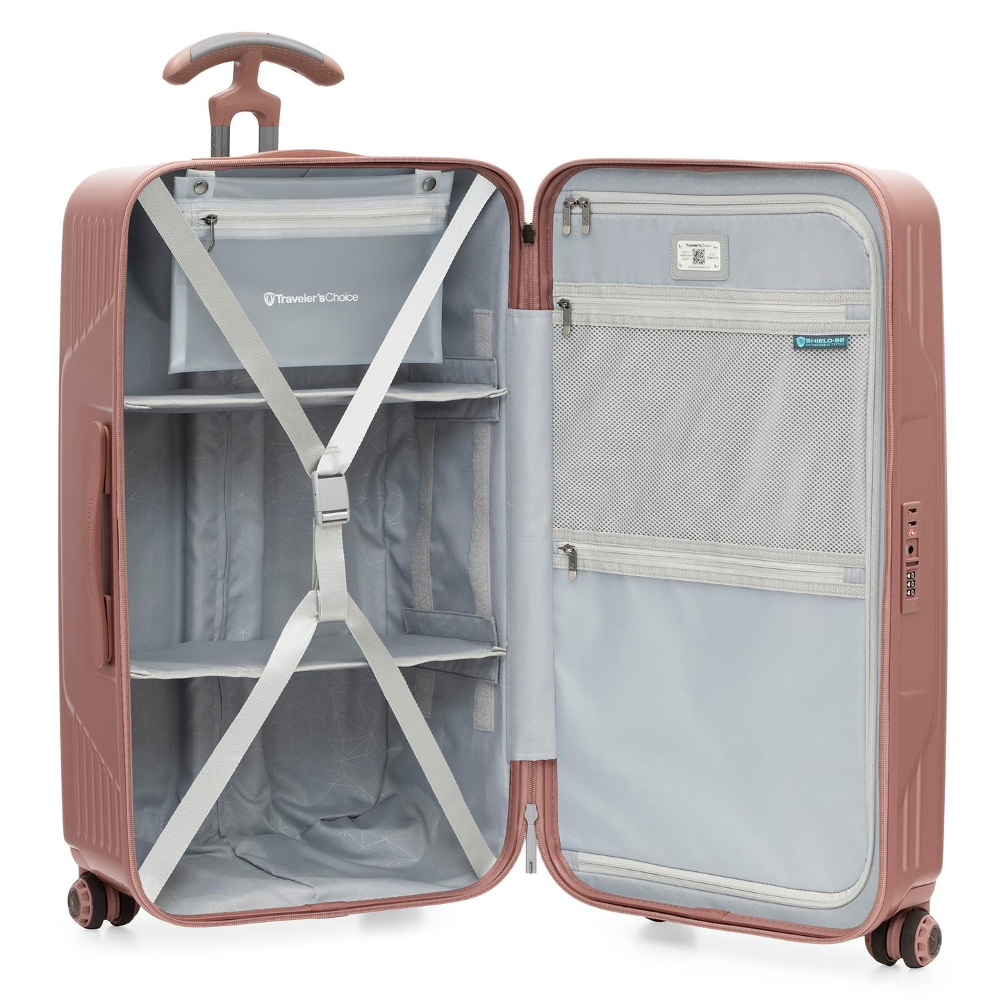Traveler's Choice Ultimax II Polycarbonate Hardside Luggage with Spinner Wheels, Rose Pink, 31-Inch Large Trunk