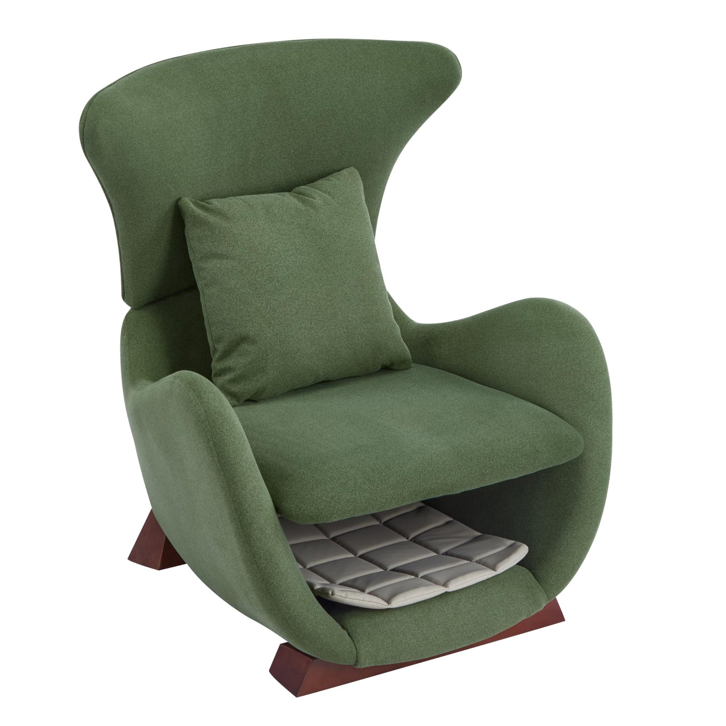 Merax Modern Accent Chair with Pet Cave & Storage, Dual-Layer Design Living Room Lounge Chair with Plush Polyester Fabric, Stylish Reading Chair for Cozy Nook, Home Office & Bedroom, Green
