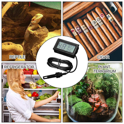 Weewooday 24 Mini Digital Temperature Humidity Meters Gauge with Probe Gauge LCD Fahrenheit Display Thermometer