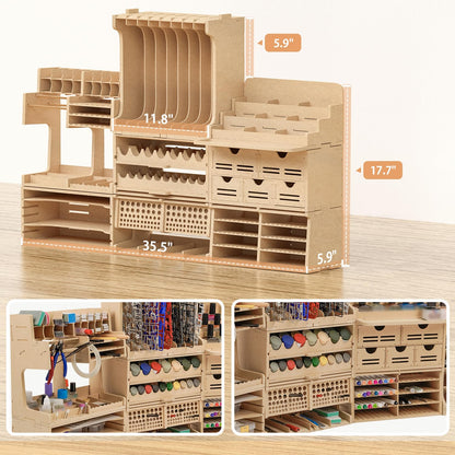 Bucasso Wooden Model Kit Tool Organizer Storage Rack, Paint Rack Organizer with MDF Material, Brush/Screwdriver Storage, Craft Supplies Storage, Suitable for Tamiya Gundam Model Tools, GK10
