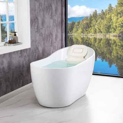 WOODBRIDGE 54"Freestanding White Acylic Soaking Bathtub with Brushed Nickel Drain and Overflow,B0006 -B-Drain &O