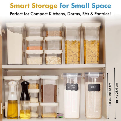 Shazo 2 Pack (15.4 Oz Cereal Capacity) Small Airtight Cereal Containers Storage with Lids, Perfect Space Saving BPA-Free Plastic Container, Pantry Organization and Canister for Rice, Sugar & Flour