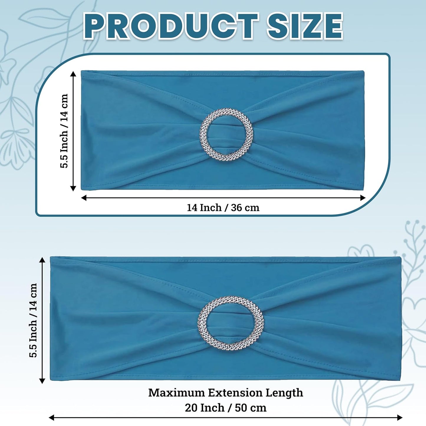MDS Premium Spandex Chair Sashes - Stretchy Bow Covers with Buckle Slider | Pack of 100 - Dark Teal