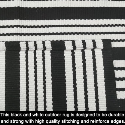 Black and White Striped Outdoor Rug, 27.5"x43" Hand-Woven Reversible Front Porch Mat for Entryway and Laundry Room