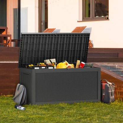 PatioZen 260 Gallon Resin Deck Box Outdoor Storage Box with Lockable Lid, Waterproof for Patio Cushions, Gardening Tools & Exercise Equipment