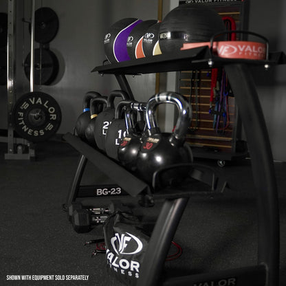 Valor Fitness 2-Tier Kettlebell Storage Rack – Heavy Duty Weight Holder, Organize Gym Equipment, 600 lb Max Weight Capacity for Dumbbells, Kettlebells & Fitness Gear Sports Equipment Organizer