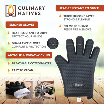 Smoker Gloves and Meat Claws | Instant-Read Thermometer | No.1 Silicone Smoker Gloves & Pulled Pork Claws | Heavy-Duty Heatproof BBQ Mitts and Meat Shredders for Barbecue, Grilling, Smoking, Shredding