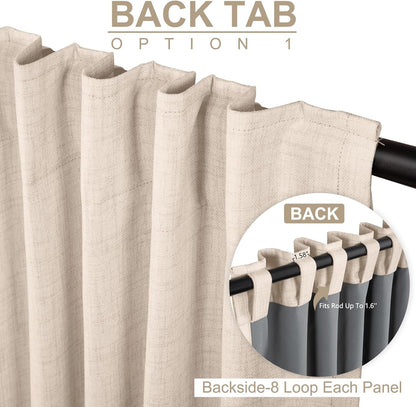 Skiennix 100% Blackout Linen Curtains - Thermal Insulated Drapes for Bedroom | 50" W x 72" L, Beach Sand - 2 Panels Set