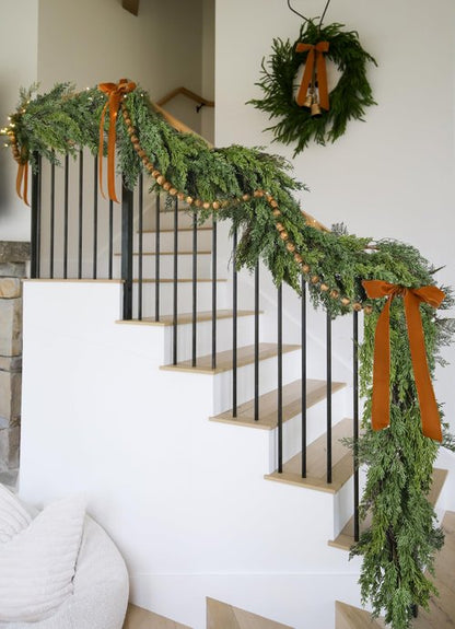 Artiflr Christmas Pine Garland Greenery Decoration Clearance, Artificial Cedar Branches Cypress Garland for Holiday Fireplace Mantel Table Centerpiece