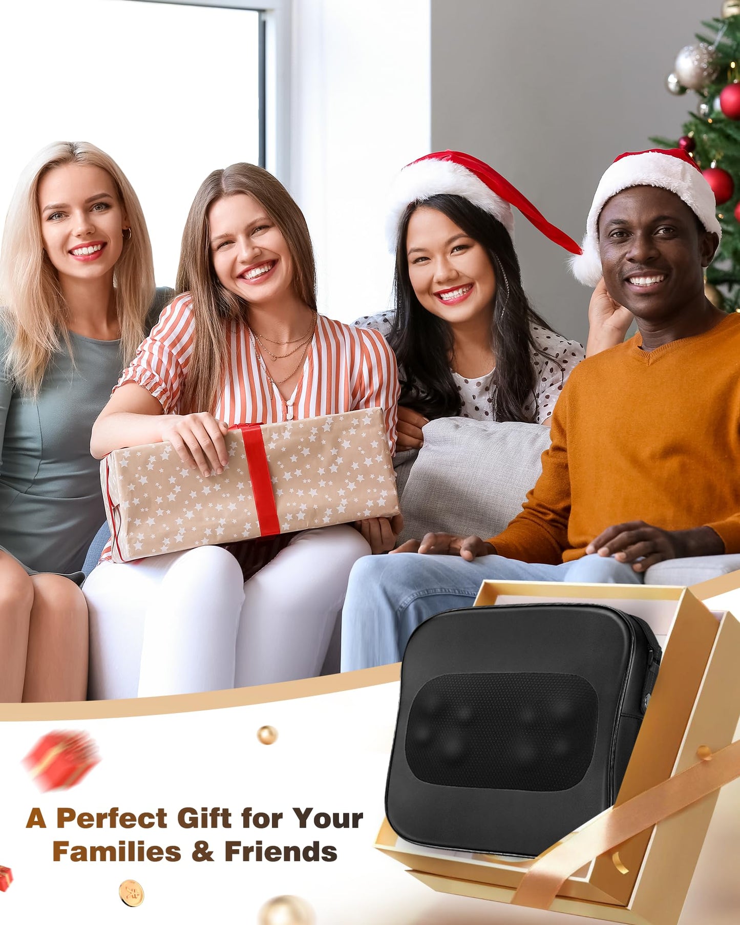 Shiatsu Neck Massager with Heat, 3D Kneading Back Massage Pillow for Pain Relief, Massagers for Neck and Back, Shoulder, Leg, Gifts for Men Women Mom Dad, Stress Relax at Home Office and Car