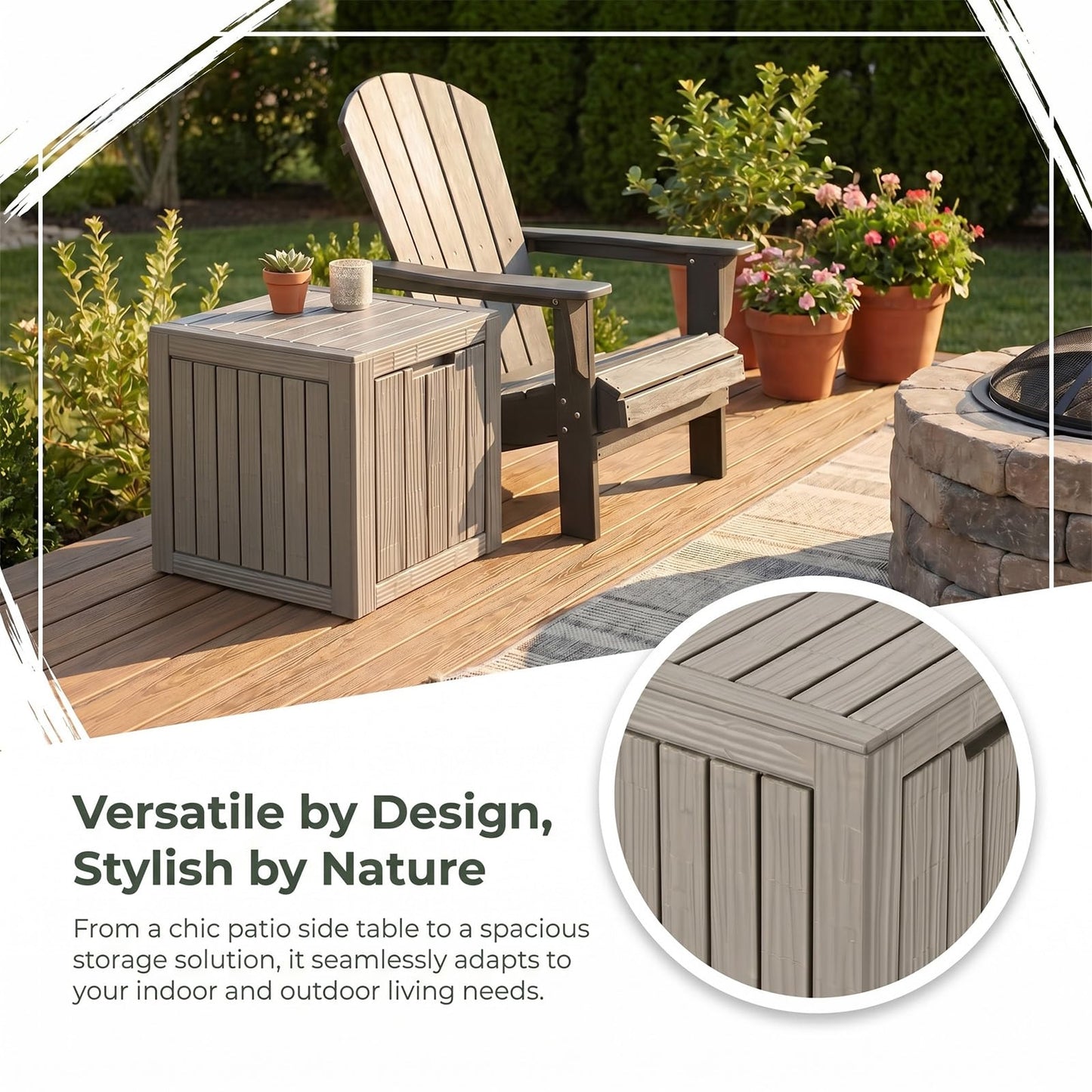 MAKINO 275 Gallon Resin Outdoor Storage Box, Waterproof Deck Box with Lockable Lid, Outside Storage Box for Patio Furniture, Pool Accessories, Garden Tools, Storage Bench for Backyard, Coffee