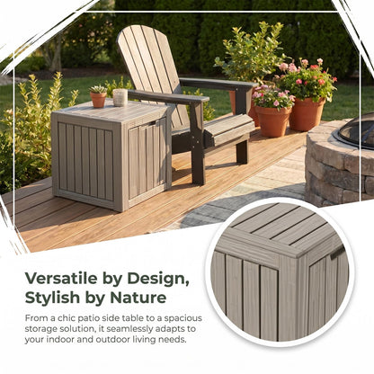 MAKINO 275 Gallon Resin Outdoor Storage Box, Waterproof Deck Box with Lockable Lid, Outside Storage Box for Patio Furniture, Pool Accessories, Garden Tools, Storage Bench for Backyard, Coffee