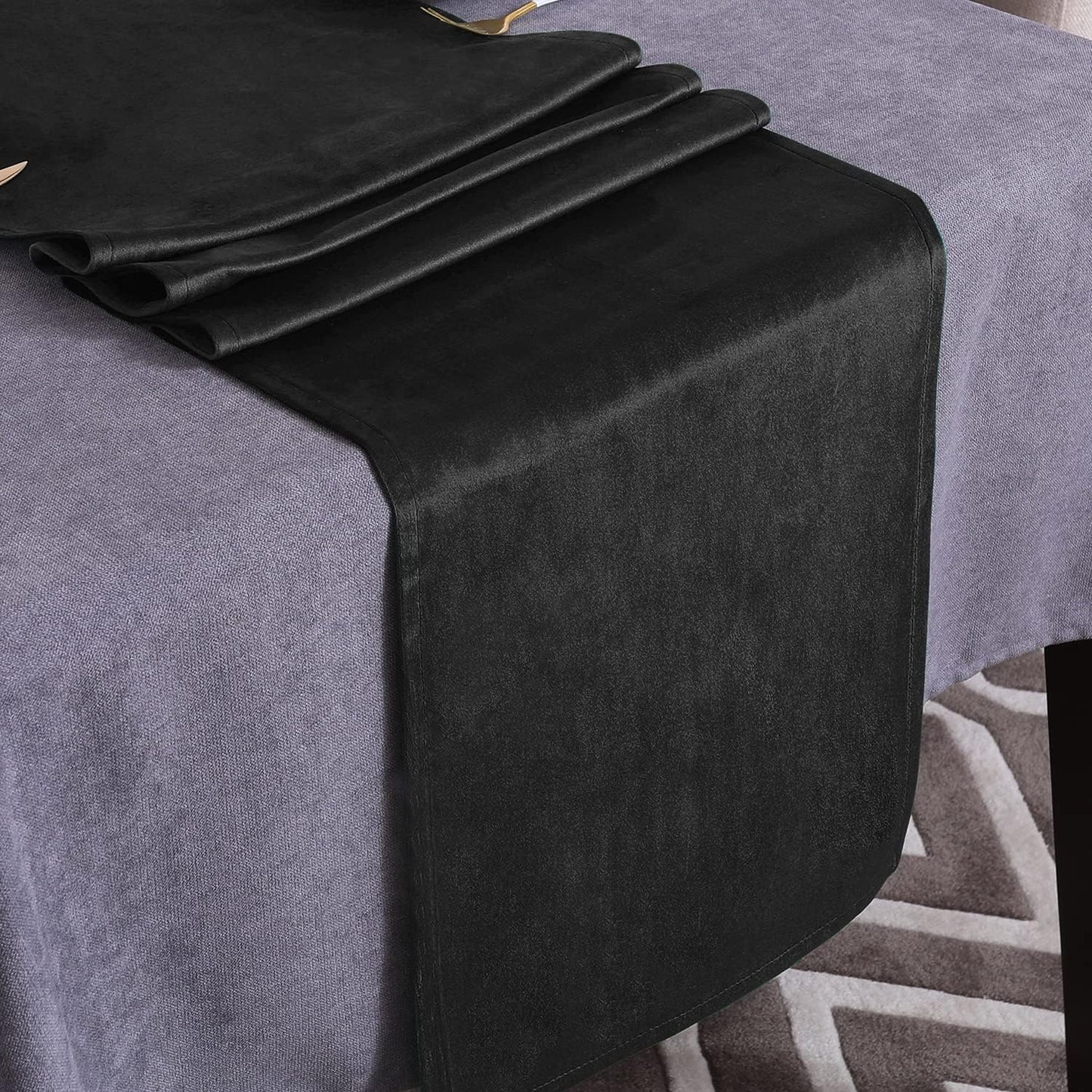 14x51 Inch Velvet Black Table Runner Dresser Scarf Luxury Rustic Farmhouse New Year Christmas Table Runners for Home