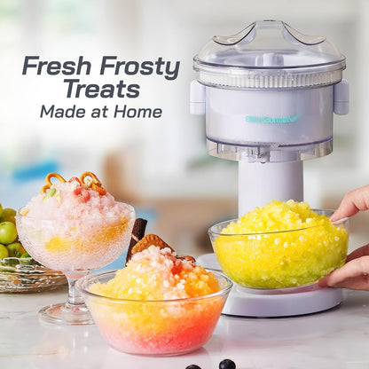 Elite Gourmet ESI1021 Snow Cone & Shaved Ice Maker, Refreshing Slushies, Margaritas, and Boba Drinks, White
