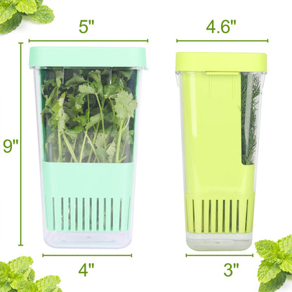 LAWNFUL 2 Pack Fresh Herb Keeper for Refrigerator, Clear BPA-Free Herb Saver, Storage Container for Cilantro, Parsley, Thyme, Mint & Asparagus, Preserver Keeps Fresh Herbs for 3 Times Longer
