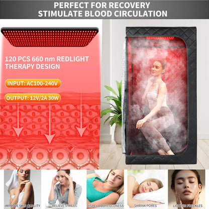 iDOTODO Infrared Red Light Therapy Sauna, Portable Steam and Infrared Sauna for Home, Full Body Sauna Tent for Relaxation, Large Infrared Sauna Box with 660nm Red Light, 3L&1100W Sauna Steamer