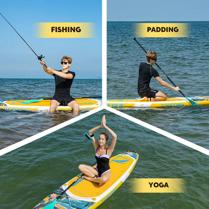 TIDETREK 11'/11'6" x 33"/34" x 6" Inflatable SUP Paddle Board – Extra-Wide, Stable Stand Up Paddle Board with Premium Full Accessory Set for Adults & Youth (Sunny Wave, 11'6"x33"x6")