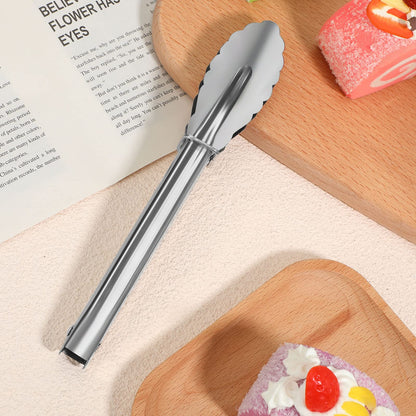 Seewey Set of 50 Stainless Steel Serving Tongs 7 Inch Cooking Clamps with Sliding Rings Small Clam Shell Metal Non Slip Food Tongs for Kitchen Salad Buffet Grill Barbecue Appetizers, Silver