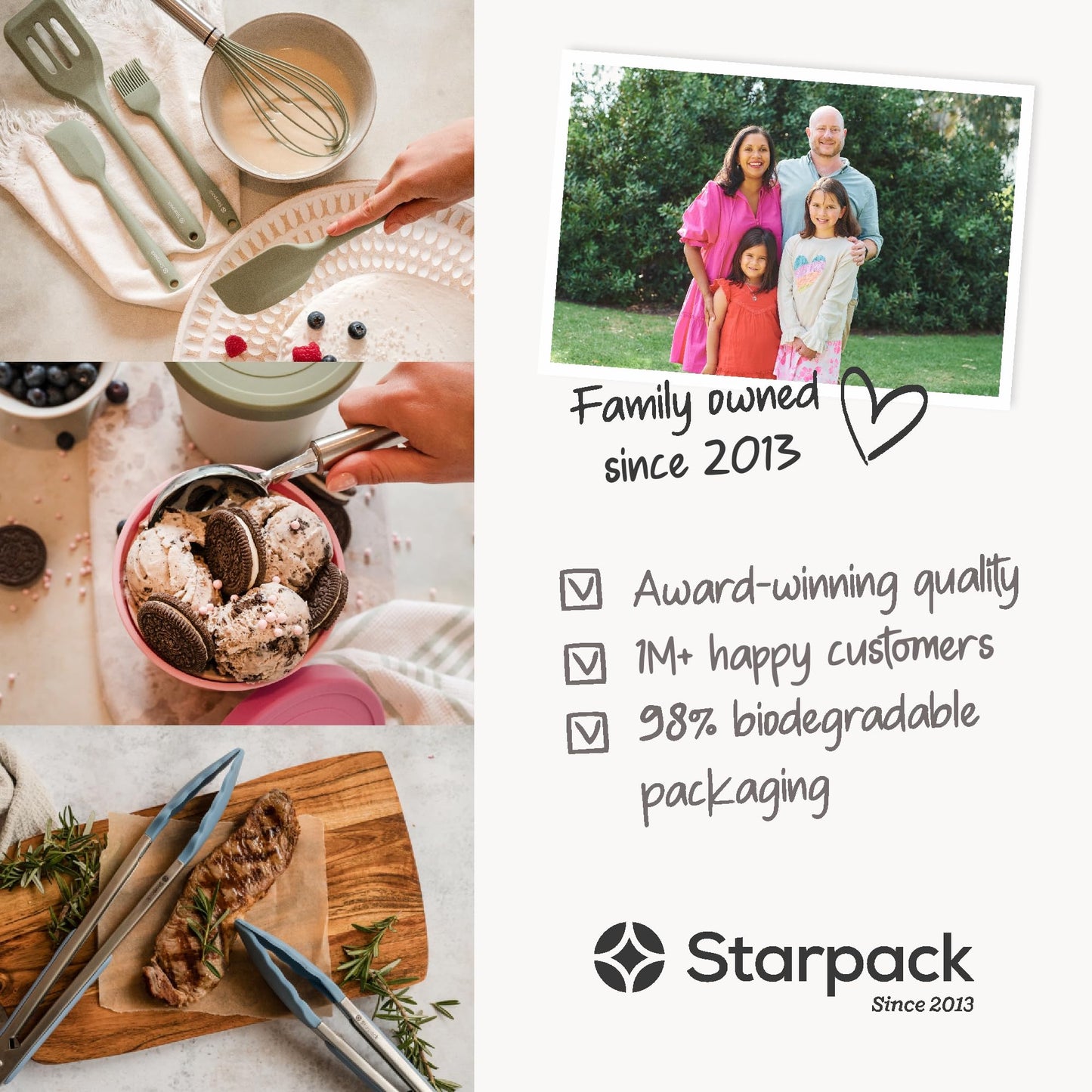 Starpack Like a Boss XL Silicone Cooking Utensils Set (6-Piece, 13.5") - LFGB Certified, 600°F Heat Resistant, BPA-Free - Heavy-Duty Steel Core, Dishwasher Safe - for Nonstick Cookware, Light Blue