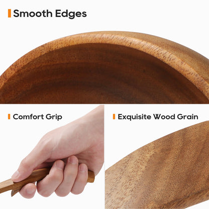Wooden Ladle for Soup, 3 Size Teak Wood Ladle Spoon with Back Hooks, Heat Resistant Wooden Spoons for Cooking, Non-Stick, Comfortable Grip, Wood Kitchen Utensils Set for Serving, Stirring