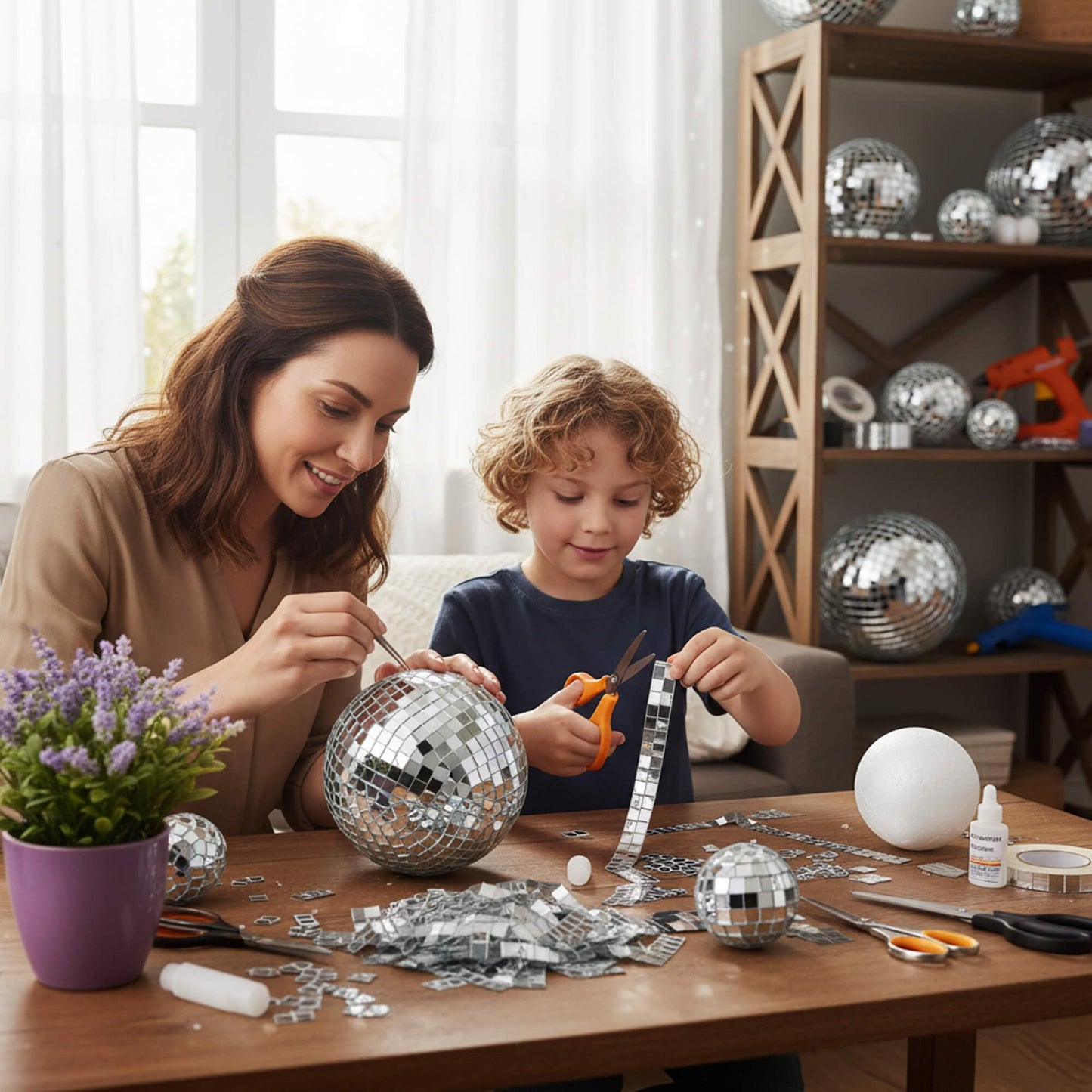 16200-Piece Self-Adhesive Disco Ball Mosaic Tiles, 5x5mm Square Mirror Glass Tiles for DIY Crafts, Art Projects and Party Decor (Silver)