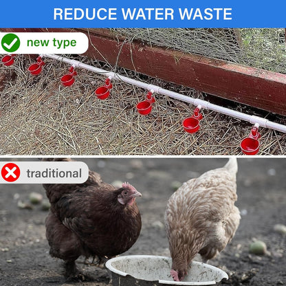 Set 304 Complete Pipeline Automatic Chicken Waterer System with PVC Pipeline and Stainless Steel Hose, Chicken Water