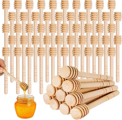 LepoHome 100Pcs 4inch 4 Inch Honey Dipper Sticks - Wooden Honey Dipper, Mini Honeycomb Stick, Honey Stirrer Stick