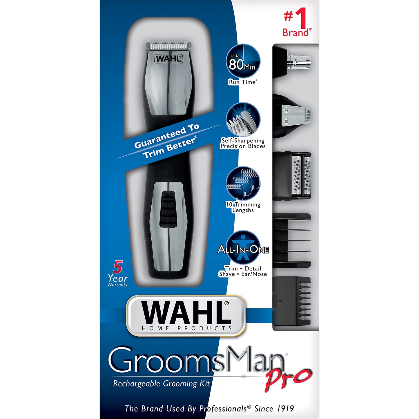 Wahl Lifeproof Rechargeable Trimmer No.09953-1601 for Beards/Mustache/Goatee with Self Sharpening Blades, 1.05 Pound