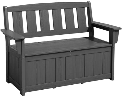 SERWALL HDPE Outdoor Storage Bench, All-Weather, UV-Resistant Deck Box with Waterproof Storage Bags, 57 Gallon Dual-Use Seat & Organizer Deck Boxes for Patio, Garden Tools & Pool (Gray)