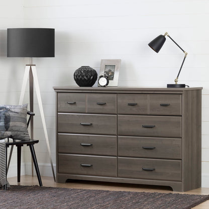 South Shore Versa 8-Drawer Double Dresser Gray Maple, Traditional