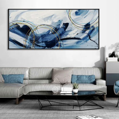 yiijeah Large Wall Art - Modern Blue Abstract Wall Decor for Living Room and Bedroom Print Pictures Canvas Framed Artwork Home Office Decoration