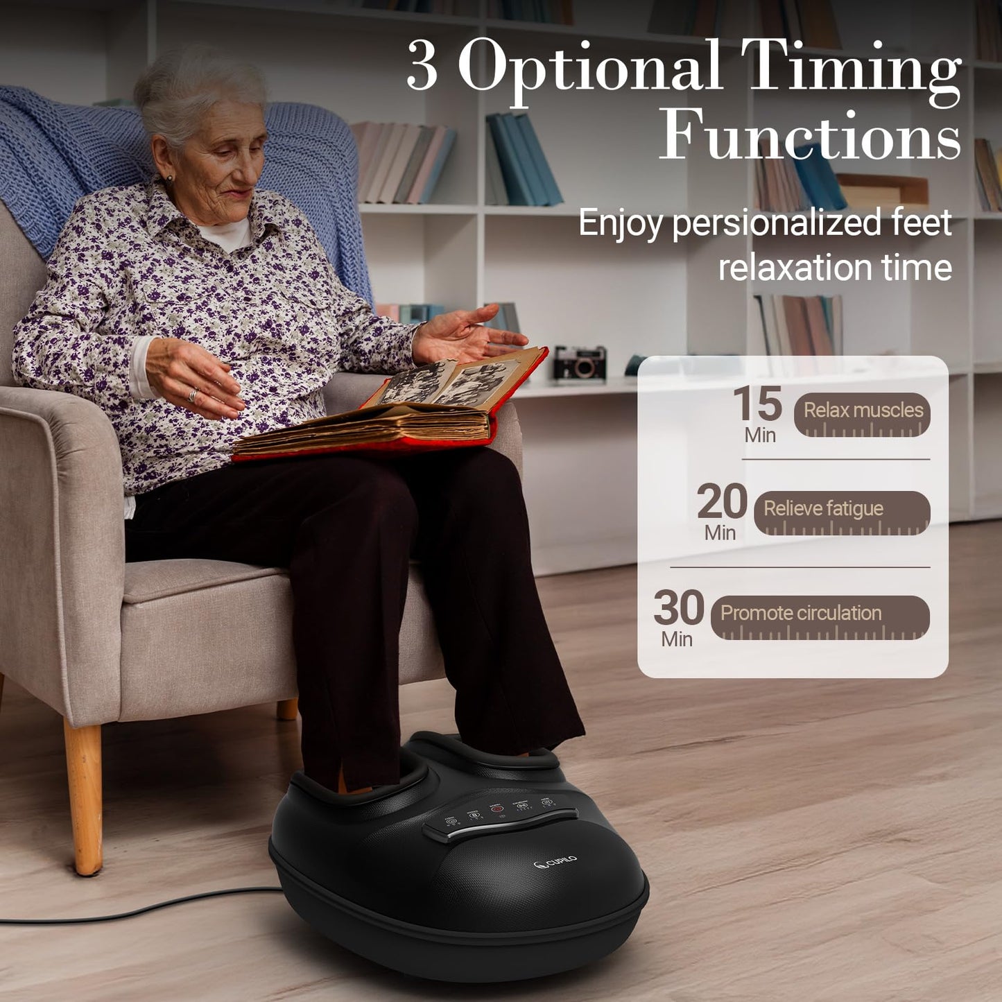 Foot Massager FSA Eligible HSA, Feet Massager with Heat for Plantar Fasciitis Relief, 5 Levels Compression & Vibration Massage for Neuropathy, Christmas Gifts for Women Men, Fits Up to 13"