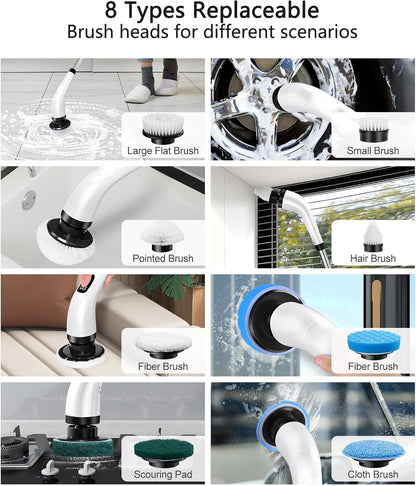 Electric Spin Scrubber Replacement Heads, 8 in 1 Cleaning Brush for ANS-8051A/8050 Power Shower Scrubber